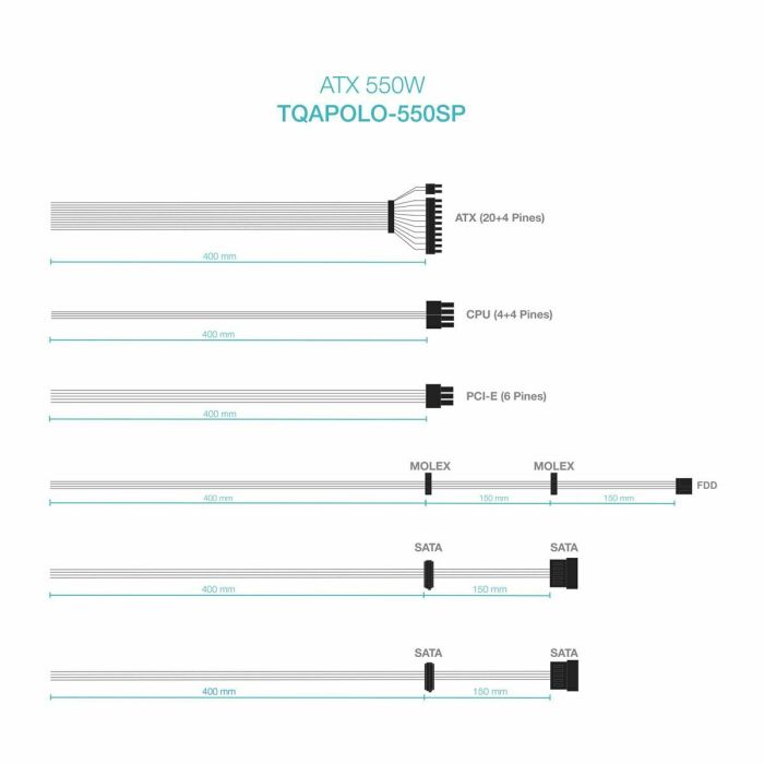 Bloc d’Alimentation TooQ TQAPOLO-550SP 550 W 10 Bloc d’Alimentation TooQ TQAPOLO-550SP 550 W 10