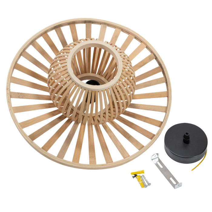 Lampe Suspendue Pembroke Pines SKD-P80114, Rotin, Style Naturel Boho-Chic 7