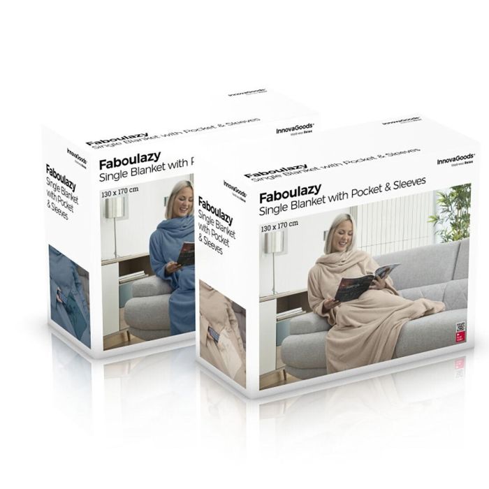 Pack Chaussons Chauffants Micro-ondes et Couverture à Manche Individuelle avec Poche Centrale InnovaGoods 1