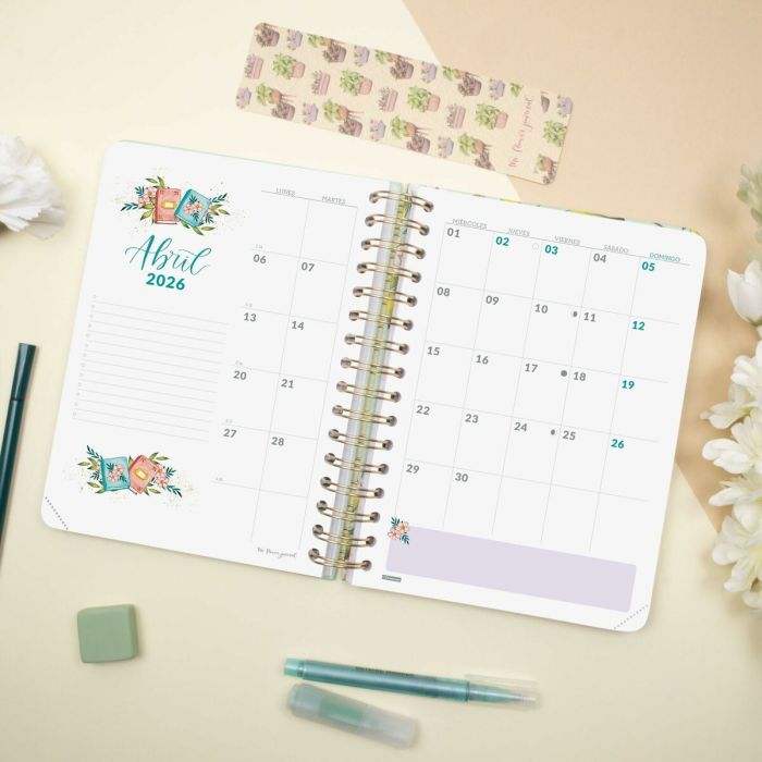 Agenda Finocam THE FLOWER JOURNAL A5 15,5 x 21,2 cm Vert 2026 7