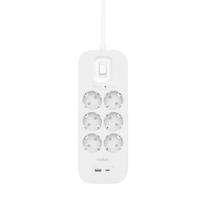Multiprise 6 Prises avec Interrupteur Belkin Connect SRB002VF2M Blanc 3 Multiprise 6 Prises avec Interrupteur Belkin Connect SRB002VF2M Blanc 3