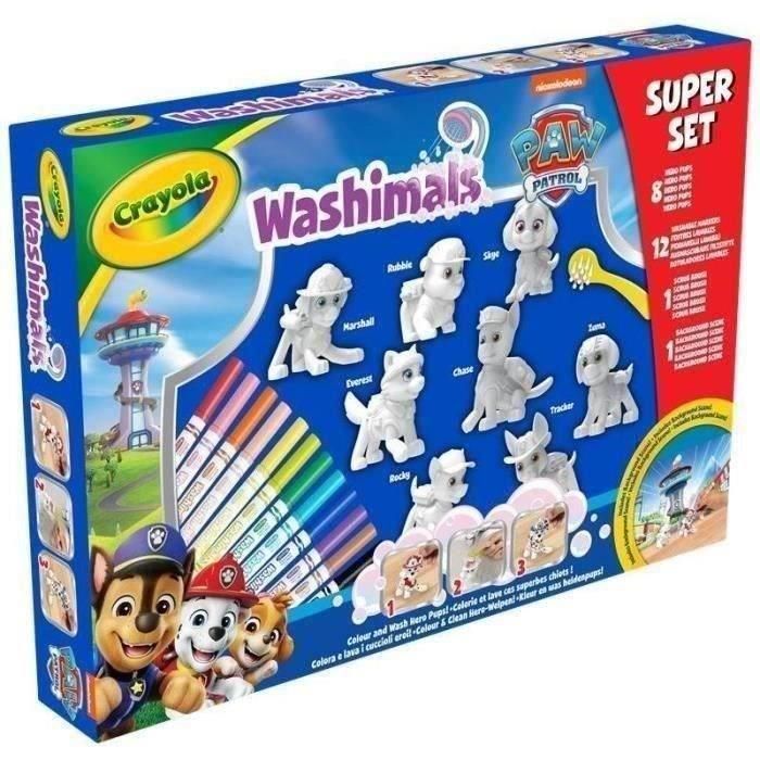 Washimals - Mes animaux a colorier - CRAYOLA - Super Set 8 animaux Pat'Patrouille - Des 3 ans