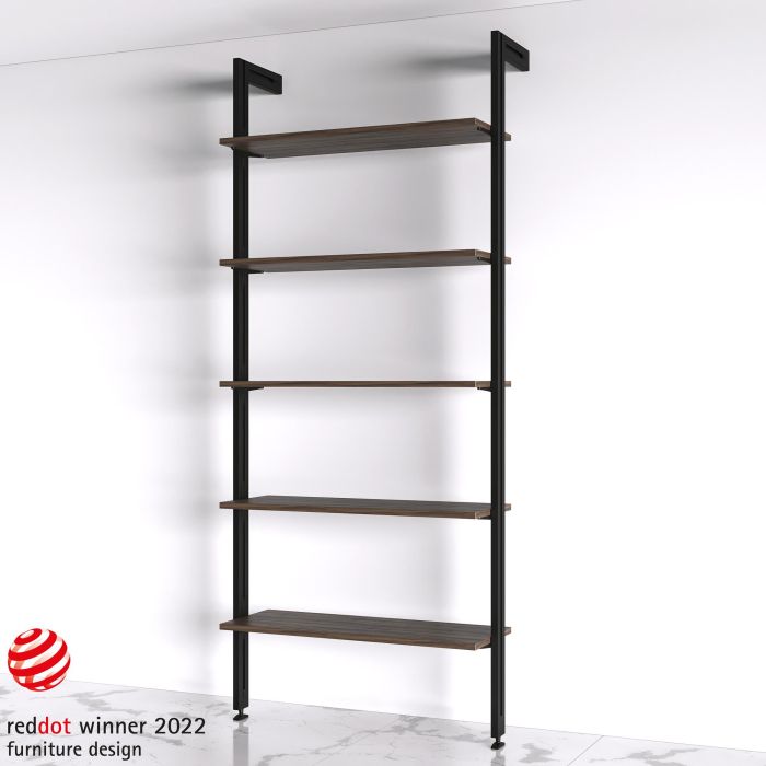 Emuca Lot de consoles pour 5 étagères en bois pour structure Zero, planches non incluses, Zamak, Peint en noir texturé 2 Emuca Lot de consoles pour 5 étagères en bois pour structure Zero, planches non incluses, Zamak, Peint en noir texturé 2