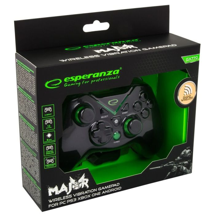 Contrôle des jeux Esperanza EGG112K Noir Vert Microsoft Xbox One PC PlayStation 3 3