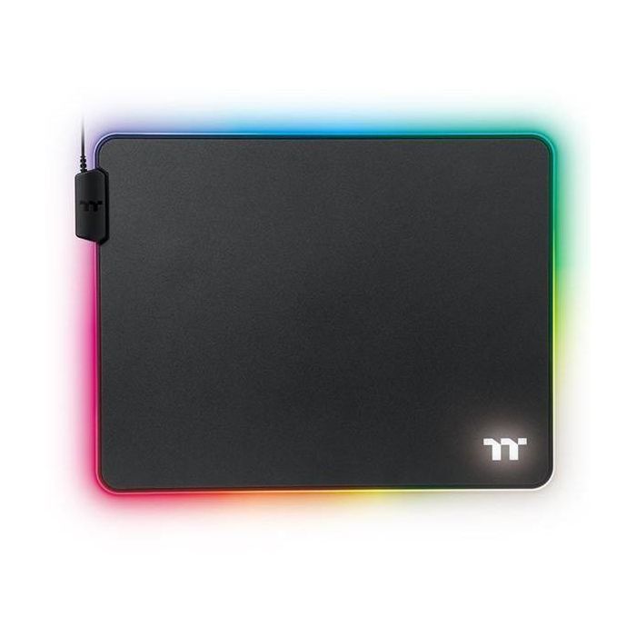 Thermaltake GMP-LVT-RGBHMS-01 Tapis de Souris Gamer RGB Noir, Alimentation USB, Base Antidérapante, 370 x 290 mm