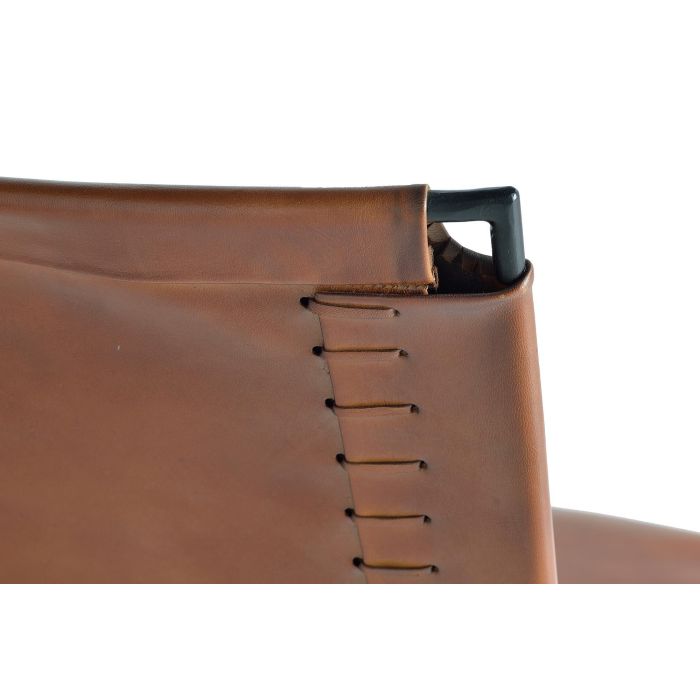 GINER Y COLOMER - Lot de 2 chaises design en cuir marron avec piètement en métal, pour salle à manger ou bureau 4