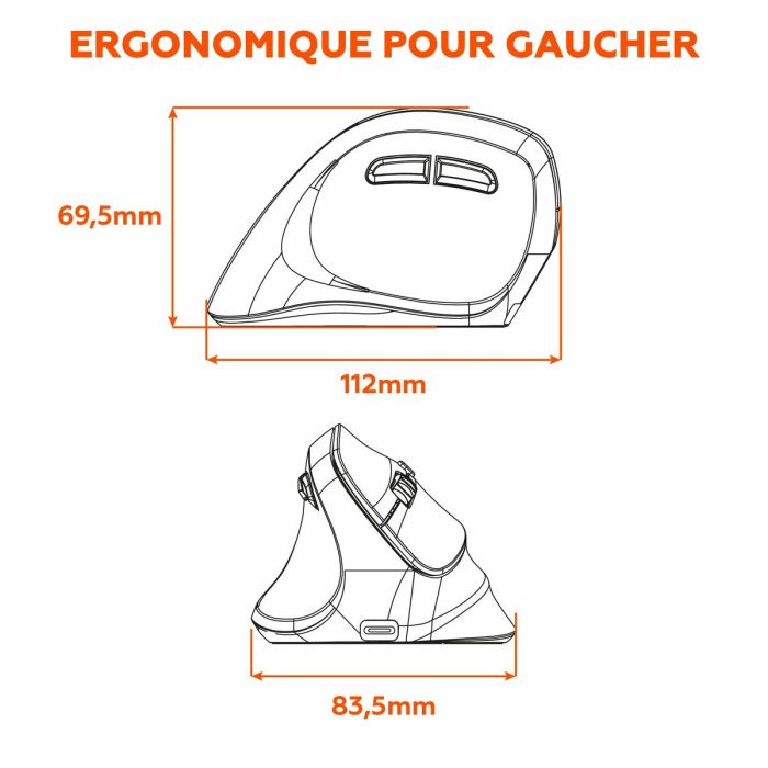 Souris Mobility Lab ERGO M30W LEFT Noir Vertical 6