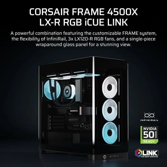 Corsair 4500X LX-R RGB CC9011316WW Boîtier PC Semitorre Cristal Trempé Noir 2 Radiateurs 1