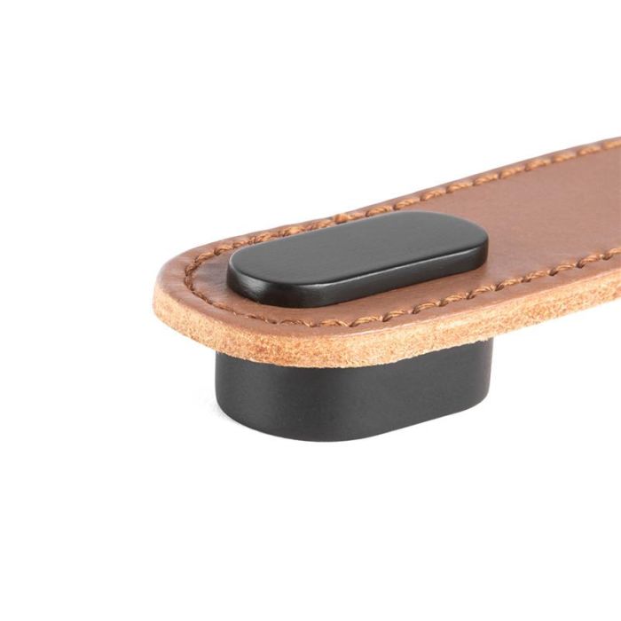 Tirador Piel Modelo Oblong Acabados Negro, Beige Y Marrón Acabado Negro - Negro Distancia 0Mm-1 Agujero Viefe 2