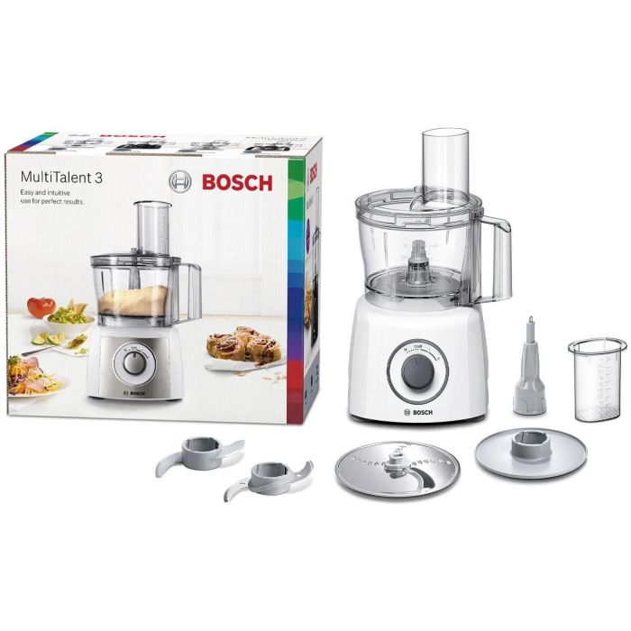 Robot multifonctions BOSCH MultiTalent3 MCM3100W  plus de  20 fonctions  800 W  Capacité de 2,3 L  Blanc/Gris 1