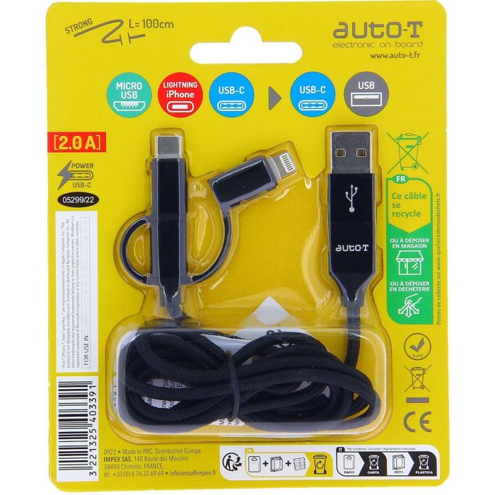 Câble multi-tetes - AUTO T - 540339 - 5 connecteurs 1