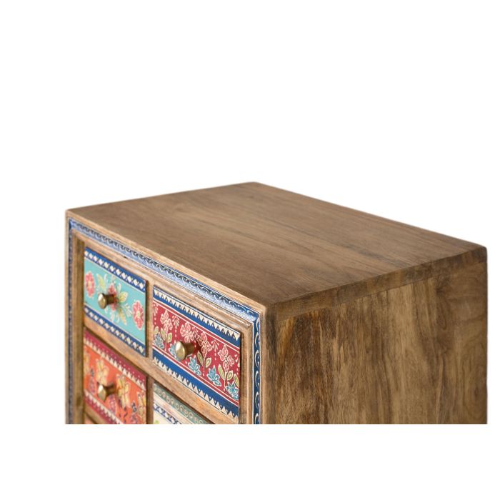 Giner y Colomer - Commode de chevet en bois de mango, 10 tiroirs peints à la main avec motifs floraux, finition naturelle, 36x9x? cm 2