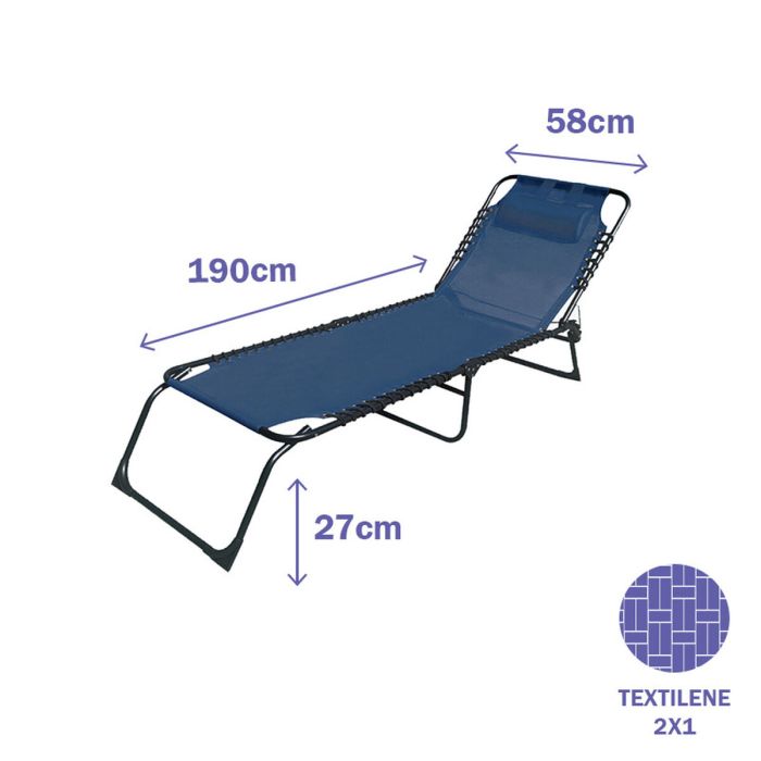 Marbueno Transat Pliable Acier Avec Coussin Jardin et Piscine 190X58X27 cm Bleu 10003 2 Marbueno Transat Pliable Acier Avec Coussin Jardin et Piscine 190X58X27 cm Bleu 10003 2