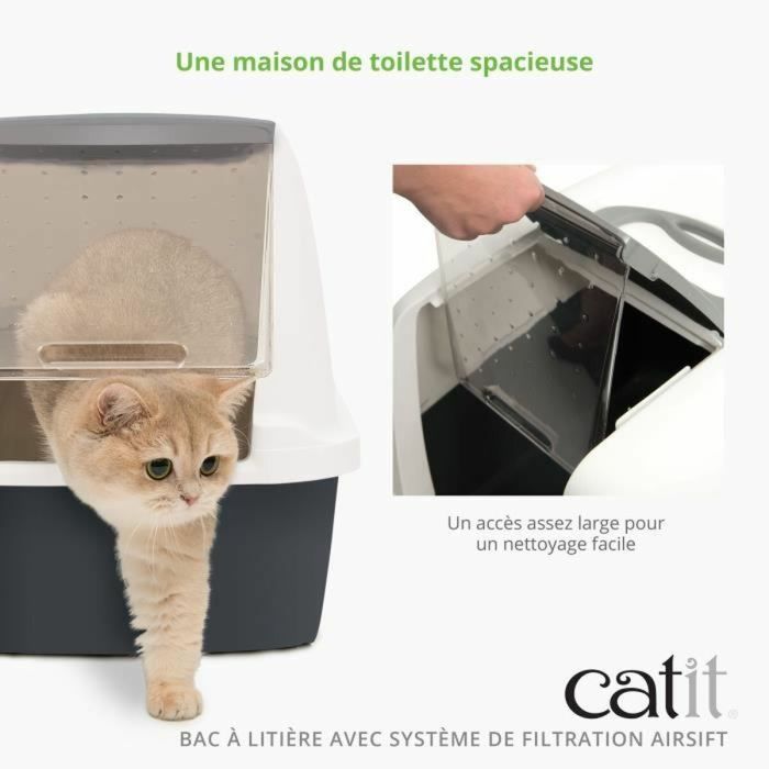 Bac à litière pour chats Catit Gris Couvercle amovible 8