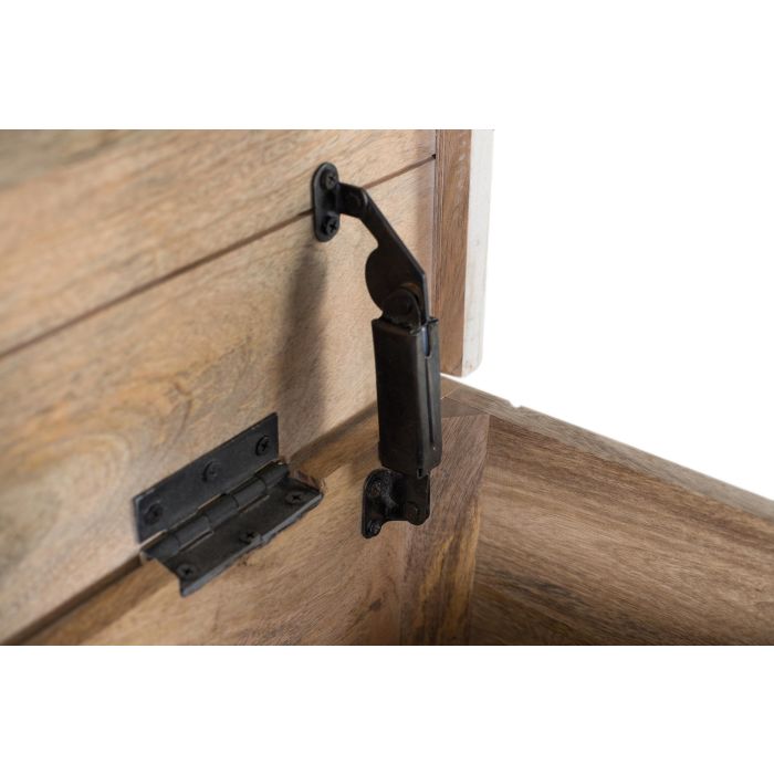 GINER Y COLOMER Malle de rangement en bois de manguier blanc décapé - Ouverture supérieure, fabrication artisanale - Grande capacité, 45 cm de hauteur - Parfait pour le stockage 3