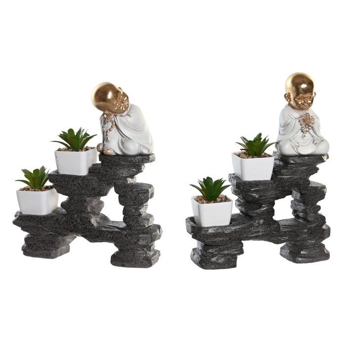 Figurine Décorative DKD Home Decor Noir Doré Blanc Résine Moine Oriental (21 x 7,5 x 25 cm) (2 Unités) 0 Figurine Décorative DKD Home Decor Noir Doré Blanc Résine Moine Oriental (21 x 7,5 x 25 cm) (2 Unités) 0