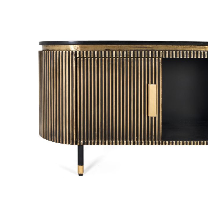GINER Y COLOMER Buffet TV en bois de manguier et bronze, couleur bronze et noir, 150 cm - Avec 2 portes et fermeture magnétique 4 GINER Y COLOMER Buffet TV en bois de manguier et bronze, couleur bronze et noir, 150 cm - Avec 2 portes et fermeture magnétique 4