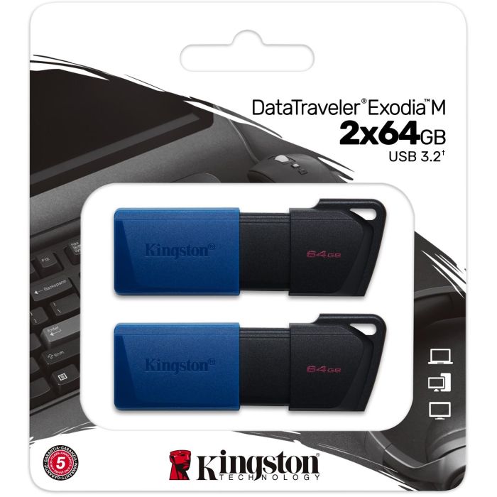 STICK 64GB USB 3.2 Kingston DataTraveler Exodia M 2er Pack Black/Blue 8