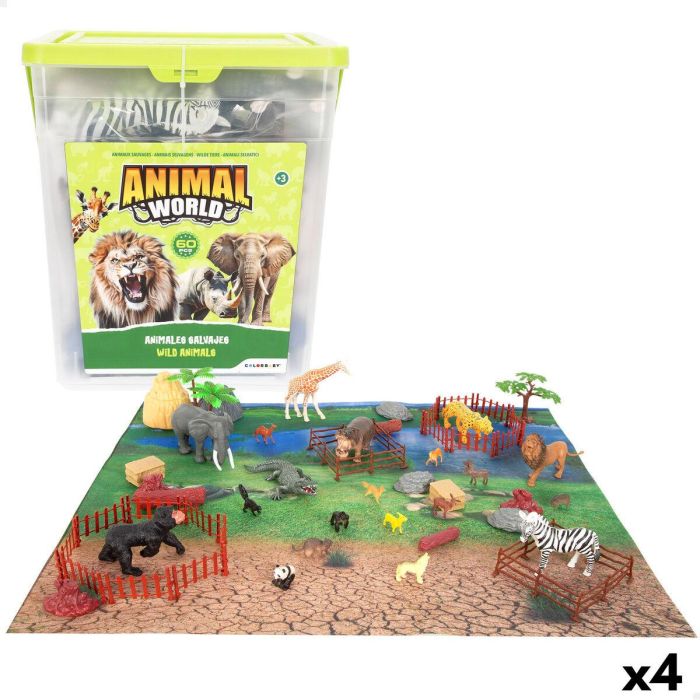 Set Animaux Sauvages Colorbaby Plastique 13 x 12 x 5 cm (4 Unités)