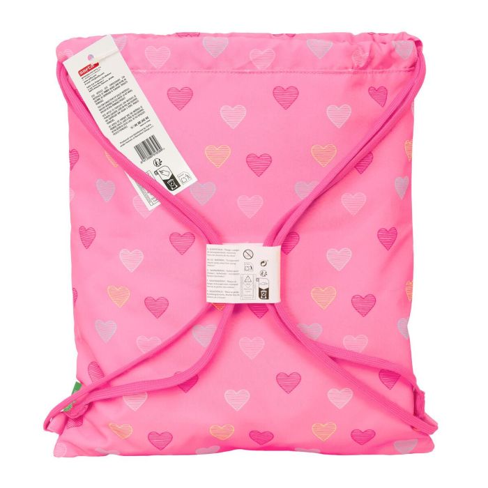 Sac à dos serré par des ficelles Benetton Heart Rose 35 x 40 x 1 cm 3