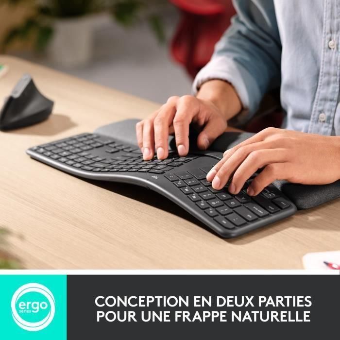 Clavier - Sans fil - Logitech - ERGO K860 - AZERTY - Ergonomique avec repose-poignets - Noir 2 Clavier - Sans fil - Logitech - ERGO K860 - AZERTY - Ergonomique avec repose-poignets - Noir 2