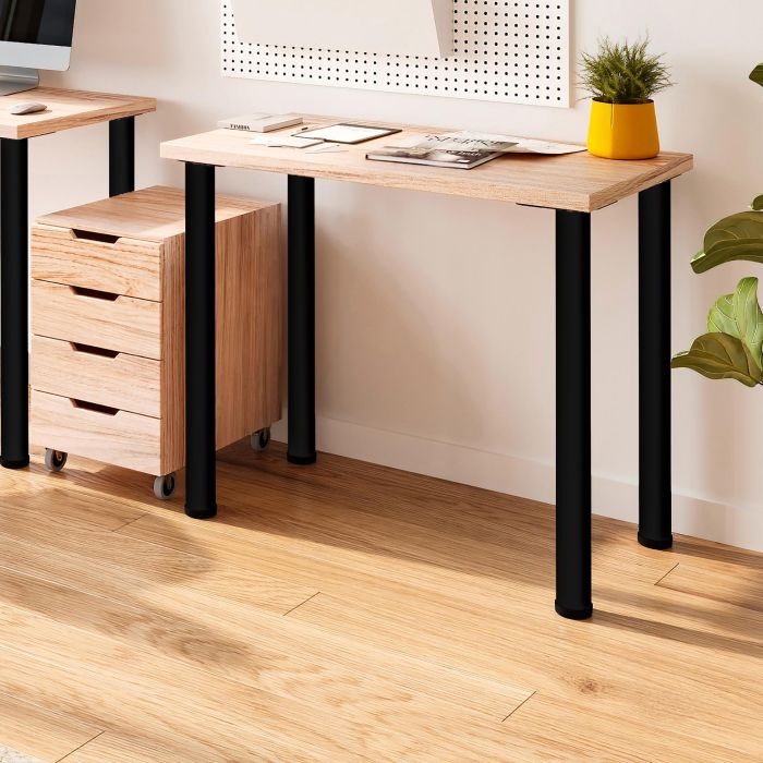 Emuca Lot de 4 pieds de table, diamètre 60mm, H 830mm, Acier, Peint en noir 5