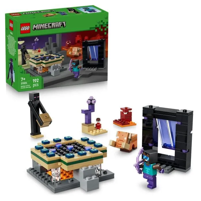 LEGO Minecraft Jeu de Construction 21584 Voyage à Travers les Portails du Nether et de l'Ender, Jeu Créatif pour Enfant à Partir de 7 Ans LEGO Minecraft Jeu de Construction 21584 Voyage à Travers les Portails du Nether et de l'Ender, Jeu Créatif pour Enfant à Partir de 7 Ans