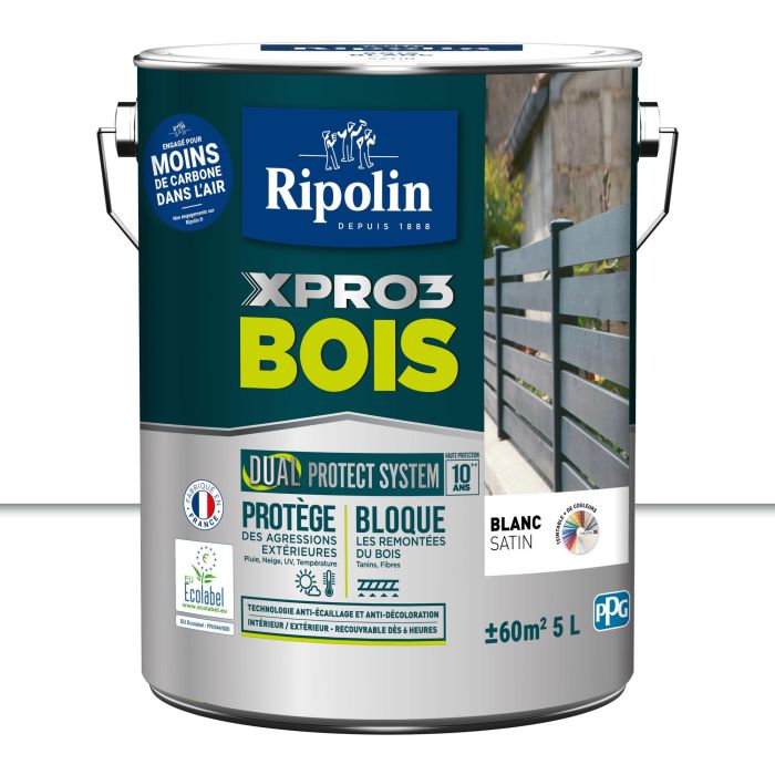 Peinture XPRO3 bois - Blanc Calibre - Satin - Ripolin - 5L 1