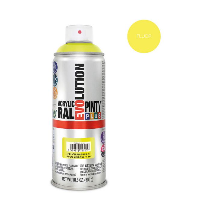 Peinture en spray Pintyplus Evolution F146 400 ml Fluorescent Jaune 1 Peinture en spray Pintyplus Evolution F146 400 ml Fluorescent Jaune 1