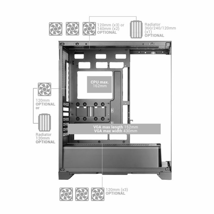 Boîtier ATX semi-tour Mars Gaming MCPRISMA Noir 3 Boîtier ATX semi-tour Mars Gaming MCPRISMA Noir 3