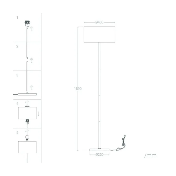 Lampe sur Pied Puducherry SKD-F1006, Style Moderne, Compatible E27, Pour Salon, Chambre, Restaurant 7