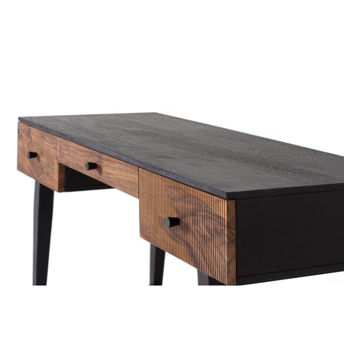 GINER Y COLOMER Bureau en bois de palissandre et manguier 3 tiroirs avec pieds métal, marron et noir - 132 x 50 x 76 cm 5 GINER Y COLOMER Bureau en bois de palissandre et manguier 3 tiroirs avec pieds métal, marron et noir - 132 x 50 x 76 cm 5