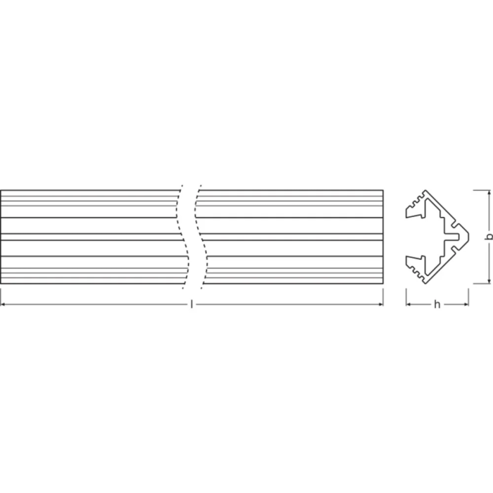 Ledvance Profil Moyen Tiras LED PM03/E/19X19/10/1 1M Aluminium pour Éclairage Intérieur 1