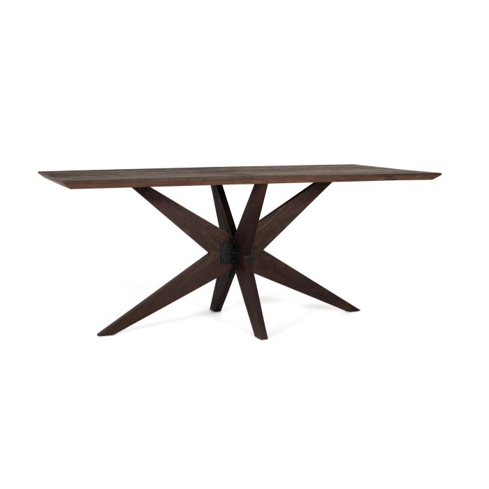 GINER Y COLOMER Table de salle à manger rectangulaire 180 cm en bois de manguier couleur wengué, base en fer noir sculptural 1 GINER Y COLOMER Table de salle à manger rectangulaire 180 cm en bois de manguier couleur wengué, base en fer noir sculptural 1