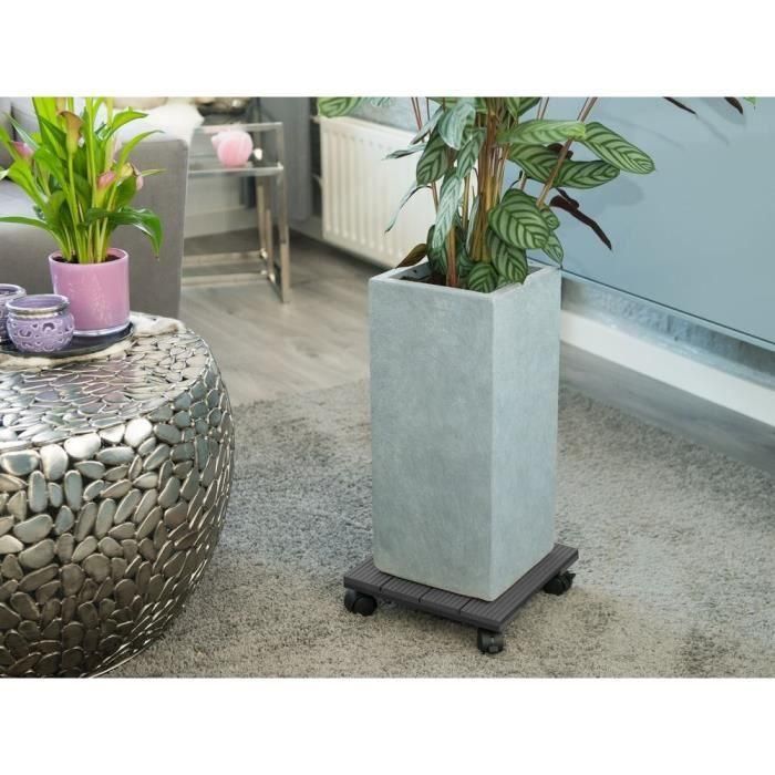 NATURE Tablette a roulettes pour plantes - Bois composite - H7 x 30 x 30 cm 1