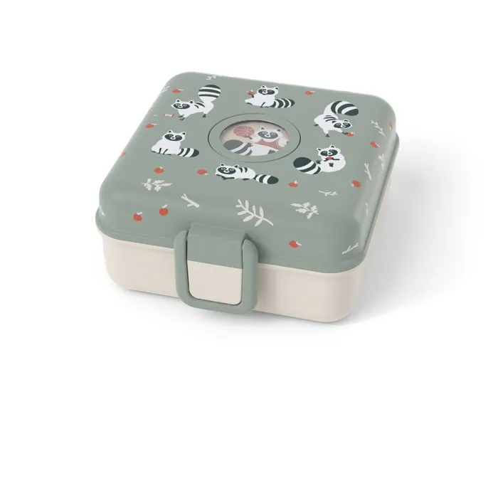 Monbento - Snacky Raccoon - Boîte à sandwich enfant 850 ml - sans BPA - lunch box avec couverts (fourchette, cuillère) et compartiment amovible