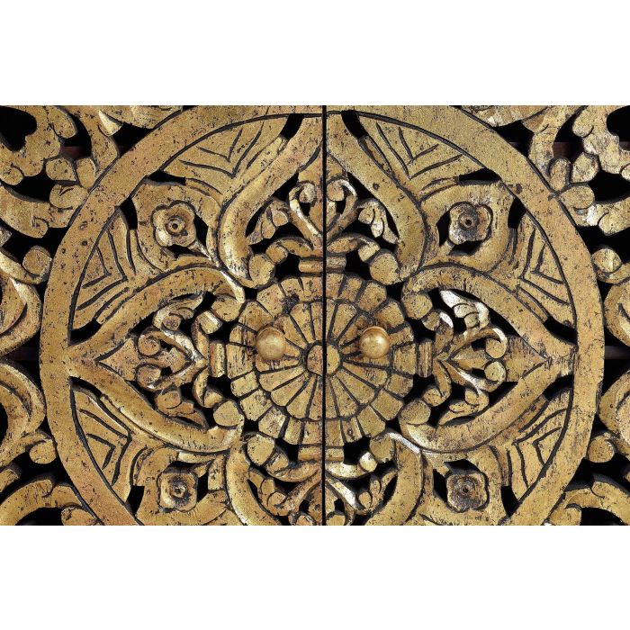 GINER Y COLOMER Aparador Buffet en Bois de Mango Sculpté avec Pan de Oro, Noir Doré et Noyer 4 GINER Y COLOMER Aparador Buffet en Bois de Mango Sculpté avec Pan de Oro, Noir Doré et Noyer 4
