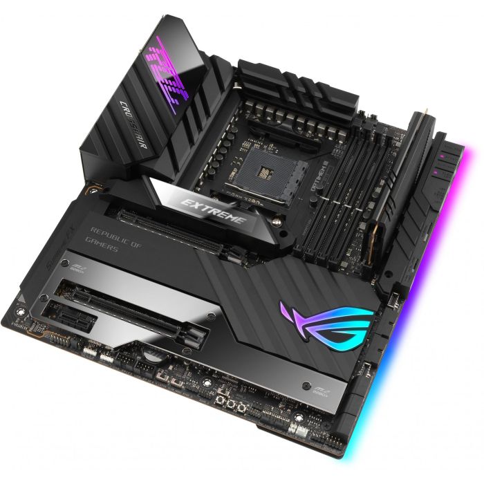 ASUS ROG Crosshair VIII Extreme Carte Mère Gaming (AMD X570, Socket AM4, Processeurs AMD Ryzen 5000 & 3000 Series, 4x DIMM DDR4, 128 Go Max, WiFi 6, Bluetooth 5.2, 2x 10 GbE)