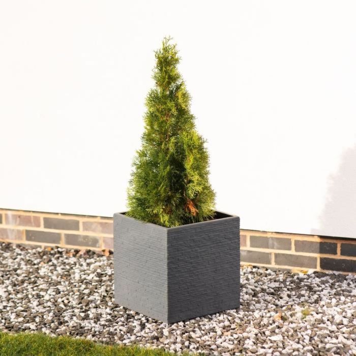 Pot Strata Ardoise 39 x 39 x 39 cm Gris foncé Plastique Carré 1