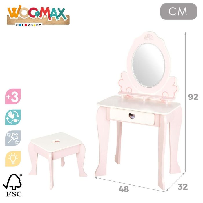 Coiffeuse jouet Woomax 48 X 92 X 32 CM Blanc Rose 3 Coiffeuse jouet Woomax 48 X 92 X 32 CM Blanc Rose 3