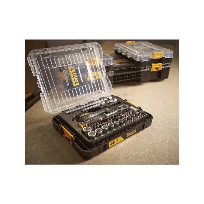 Stanley FMMT98101-0 Coffret de douilles Stakbox M 1/4" FatMax - 48 pièces avec clés mixtes et coffret mobile transparent Stanley FMMT98101-0 Coffret de douilles Stakbox M 1/4" FatMax - 48 pièces avec clés mixtes et coffret mobile transparent