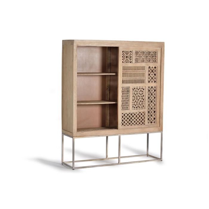 GINER Y COLOMER - Vitrine 2 portes coulissantes en bois de teck avec structure métallique - Couleur naturelle - Dimensions : 140 x 40 x 170 cm 2 GINER Y COLOMER - Vitrine 2 portes coulissantes en bois de teck avec structure métallique - Couleur naturelle - Dimensions : 140 x 40 x 170 cm 2