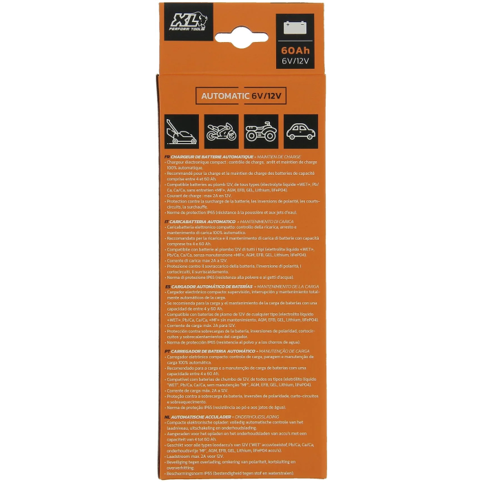 Xl Perform Tools XLPT Chargeur de Batterie 12V/6V 2A 35W IP65 avec Câble 3m - Charge Intelligente, Protection Inversion Polarité et Court-Circuit pour AGM, GEL, Lithium Xl Perform Tools XLPT Chargeur de Batterie 12V/6V 2A 35W IP65 avec Câble 3m - Charge Intelligente, Protection Inversion Polarité et Court-Circuit pour AGM, GEL, Lithium