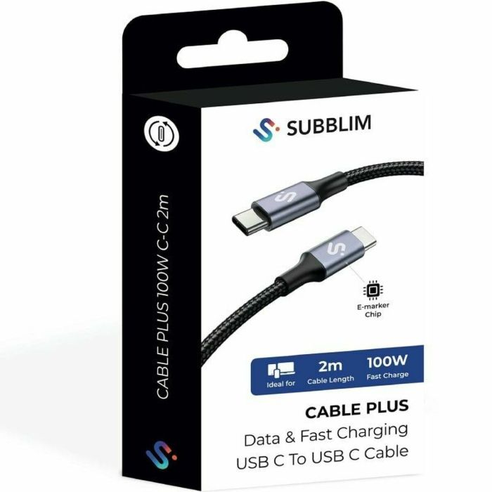 Câble HDMI Subblim SUBCAB-C10002 Noir 2 m 1