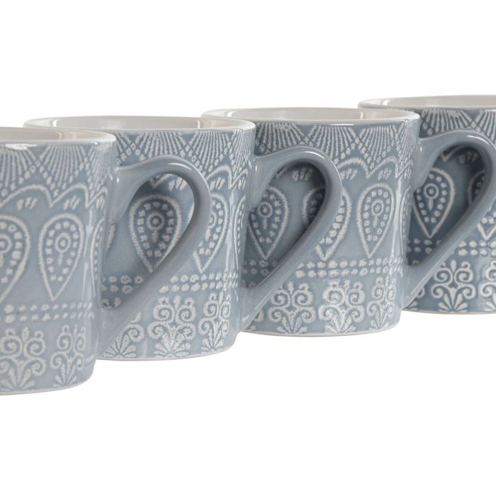 Ensemble de 4 mugs Home ESPRIT Bleu Grès 340 ml 13 x 9,5 x 9,2 cm Mandala 3 Ensemble de 4 mugs Home ESPRIT Bleu Grès 340 ml 13 x 9,5 x 9,2 cm Mandala 3