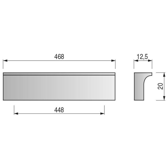 Tirador Modelo Leman Aluminio Acabado Cromo Distancia 448 Herrajes Alk 1