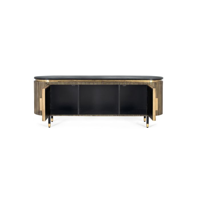 GINER Y COLOMER Buffet TV en bois de manguier et bronze, couleur bronze et noir, 150 cm - Avec 2 portes et fermeture magnétique 2 GINER Y COLOMER Buffet TV en bois de manguier et bronze, couleur bronze et noir, 150 cm - Avec 2 portes et fermeture magnétique 2