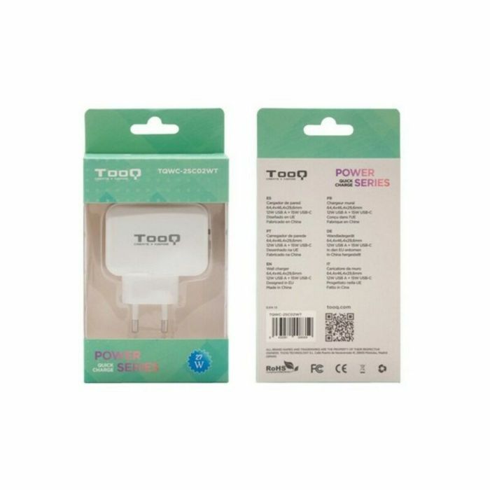Chargeur Voiture Mur TooQ TQWC-2SC02WT Blanc 27 W 0 Chargeur Voiture Mur TooQ TQWC-2SC02WT Blanc 27 W 0