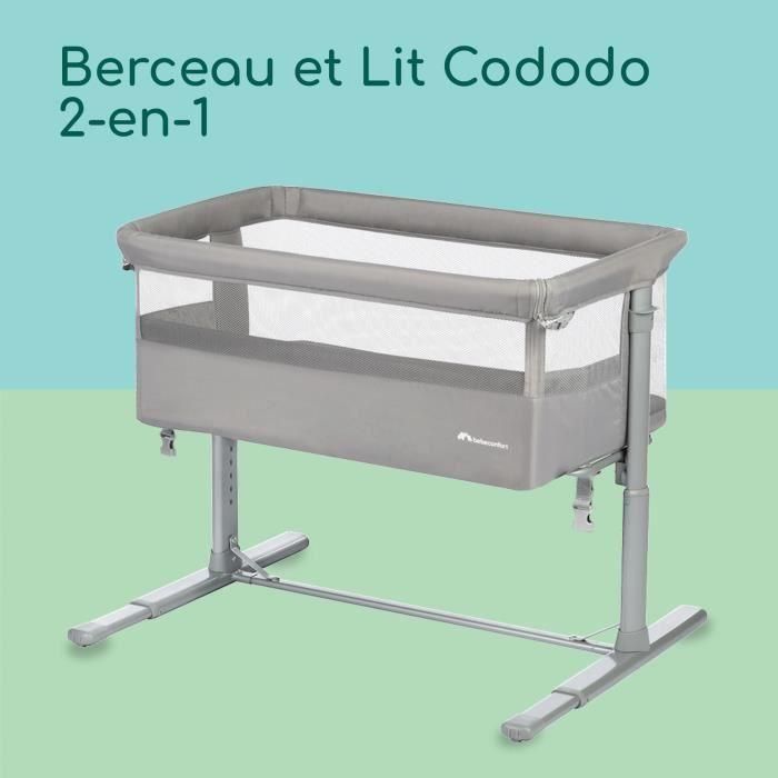 BEBECONFORT Zina Berceau Pliable Bebe & Cododo, 0-6 m (0-9 kg), 5 Positions de Hauteur Réglables, Matelas Inclinable, Mineral Grey 1 BEBECONFORT Zina Berceau Pliable Bebe & Cododo, 0-6 m (0-9 kg), 5 Positions de Hauteur Réglables, Matelas Inclinable, Mineral Grey 1