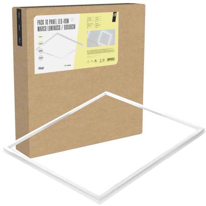 BX3 LIGHT Pack de 10 Panneaux LED Empotrables 600 x 600 mm, 48 W, Blanc Chaud 4000 K, BX3-LPF-6060-48W-W BX3 LIGHT Pack de 10 Panneaux LED Empotrables 600 x 600 mm, 48 W, Blanc Chaud 4000 K, BX3-LPF-6060-48W-W